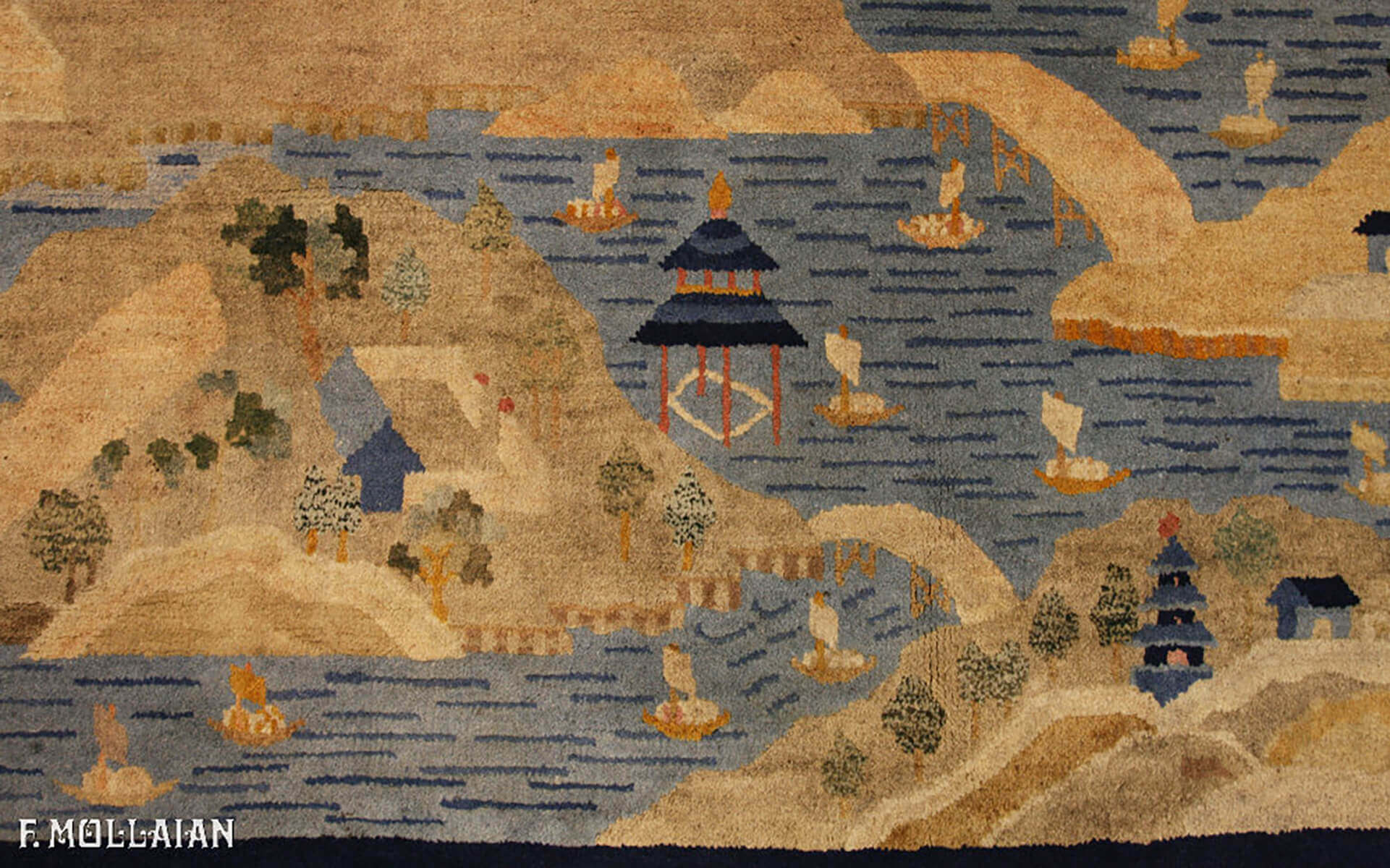 Landscape design Pictorial Antique Peking Chinese Rug n°:81495359